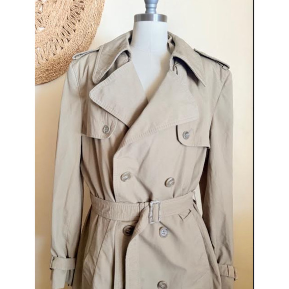 Vintage Egon Von Furstenberg Trench Coat M/L 40 Beige Belted Removable Liner - Picture 2 of 9